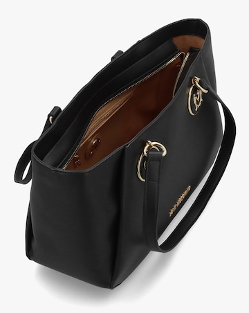 Love Moschino Double Heart Logo Black Shopper Bag