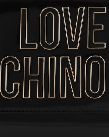 Love Moschino Enameled Logo Black Shoulder Bag