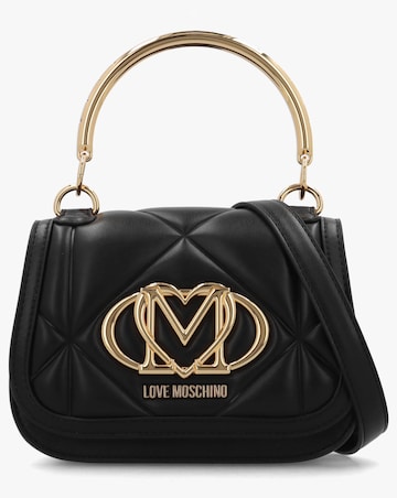 Love Moschino Quilted Black Embossed Top Handle Shoulder Bag