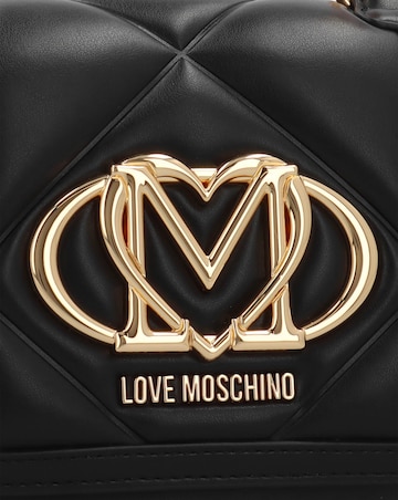 Love Moschino Quilted Black Embossed Top Handle Shoulder Bag