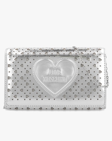 Love Moschino Heart Basket Silver Cross-Body Bag