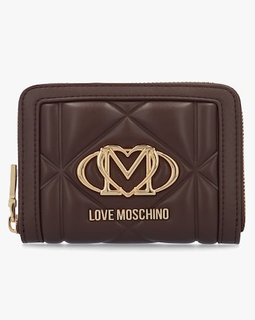 Love Moschino Heart Logo Quilted Pillow  Chocolate Purse