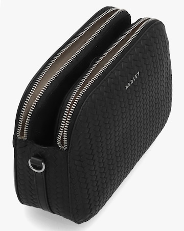Radley Dukes Place Weave Medium Top Zip Black Leather Cross-Body Bag