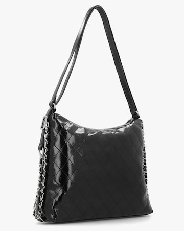 Valentino Bags Wakanda Diamond Quilt Gloss Black Hobo Backpack