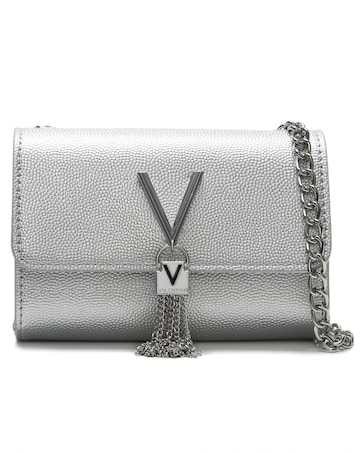 Valentino Bags Divina Silver Pebbled Shoulder Bag