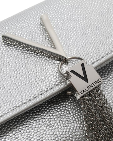 Valentino Bags Divina Silver Pebbled Shoulder Bag
