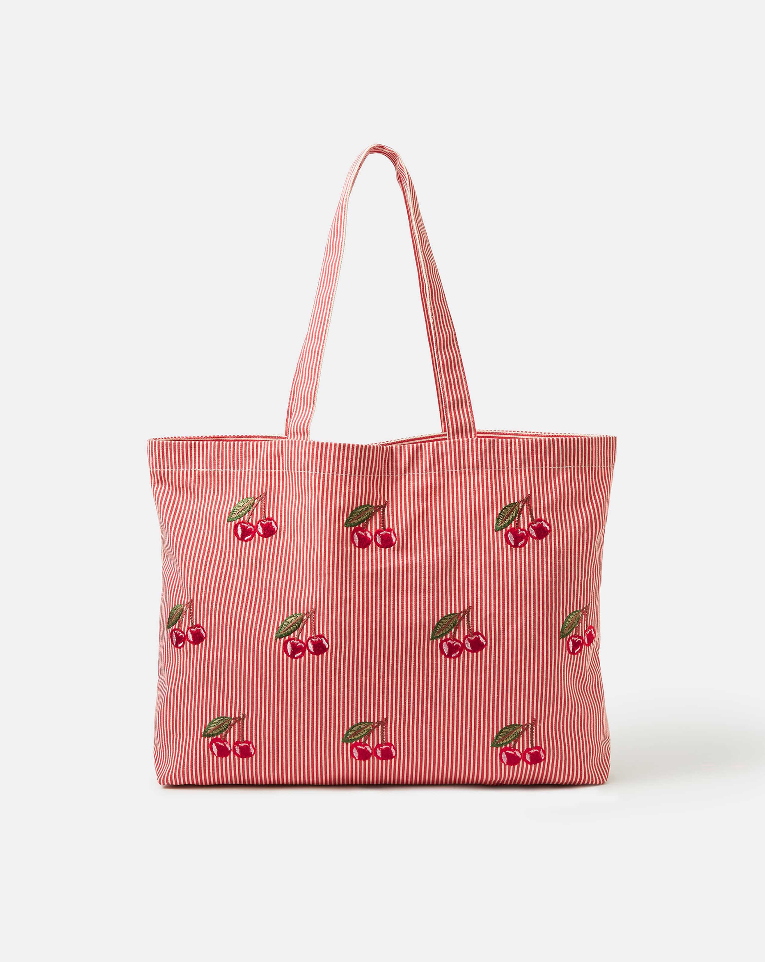 New In - Accessorize Cherry Stripe Shopper Bag
