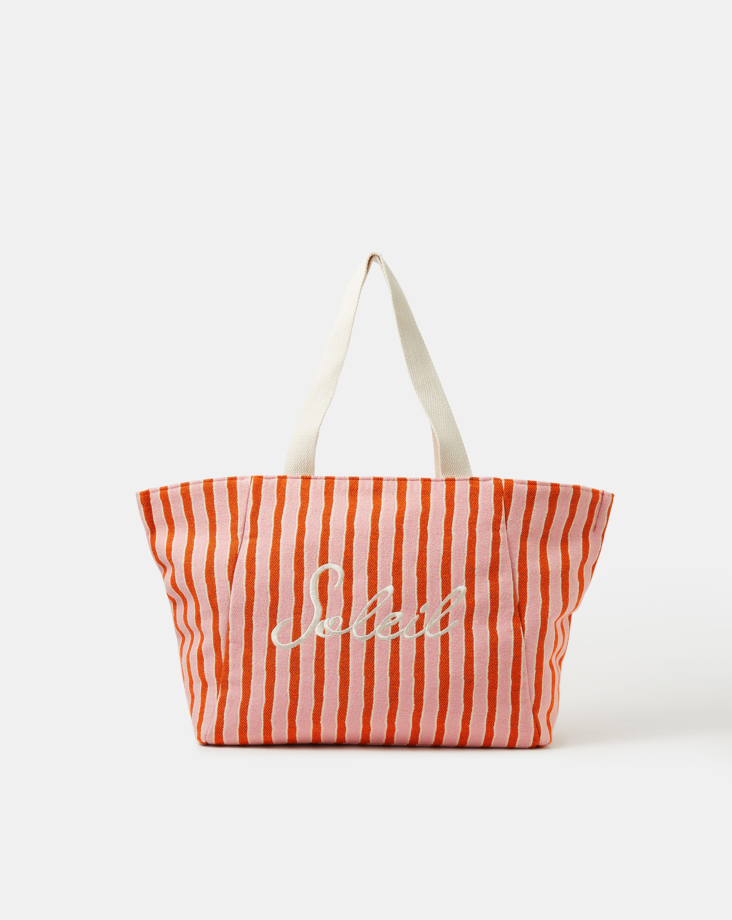 New In - Accessorize Slogan Stripe Beach Tote Bag