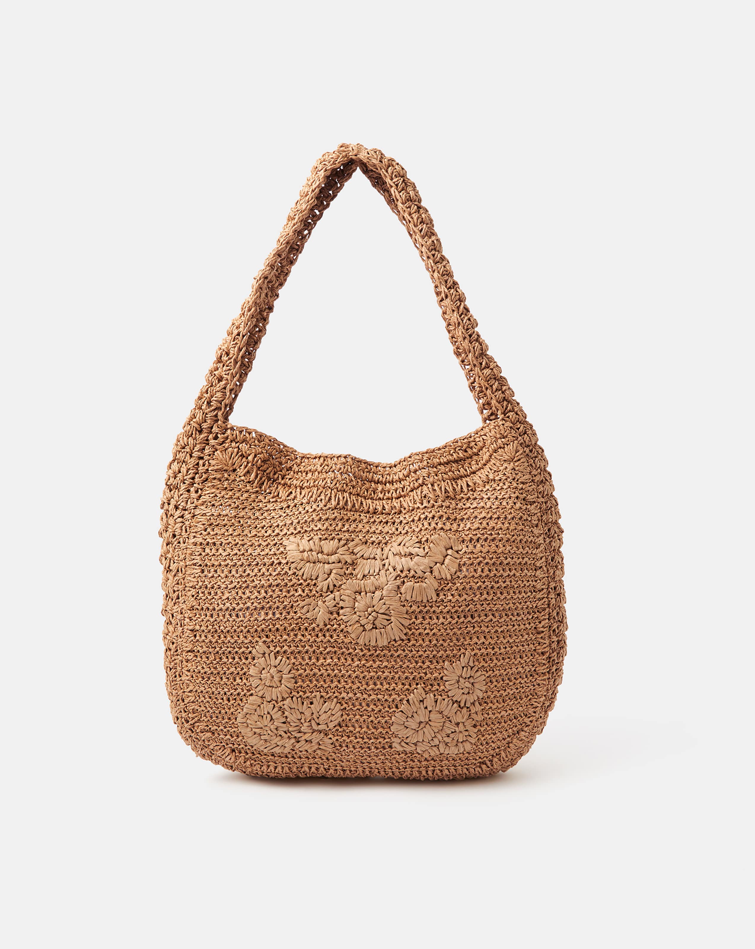 New In - Accessorize Slouchy Raffia Flower Bag