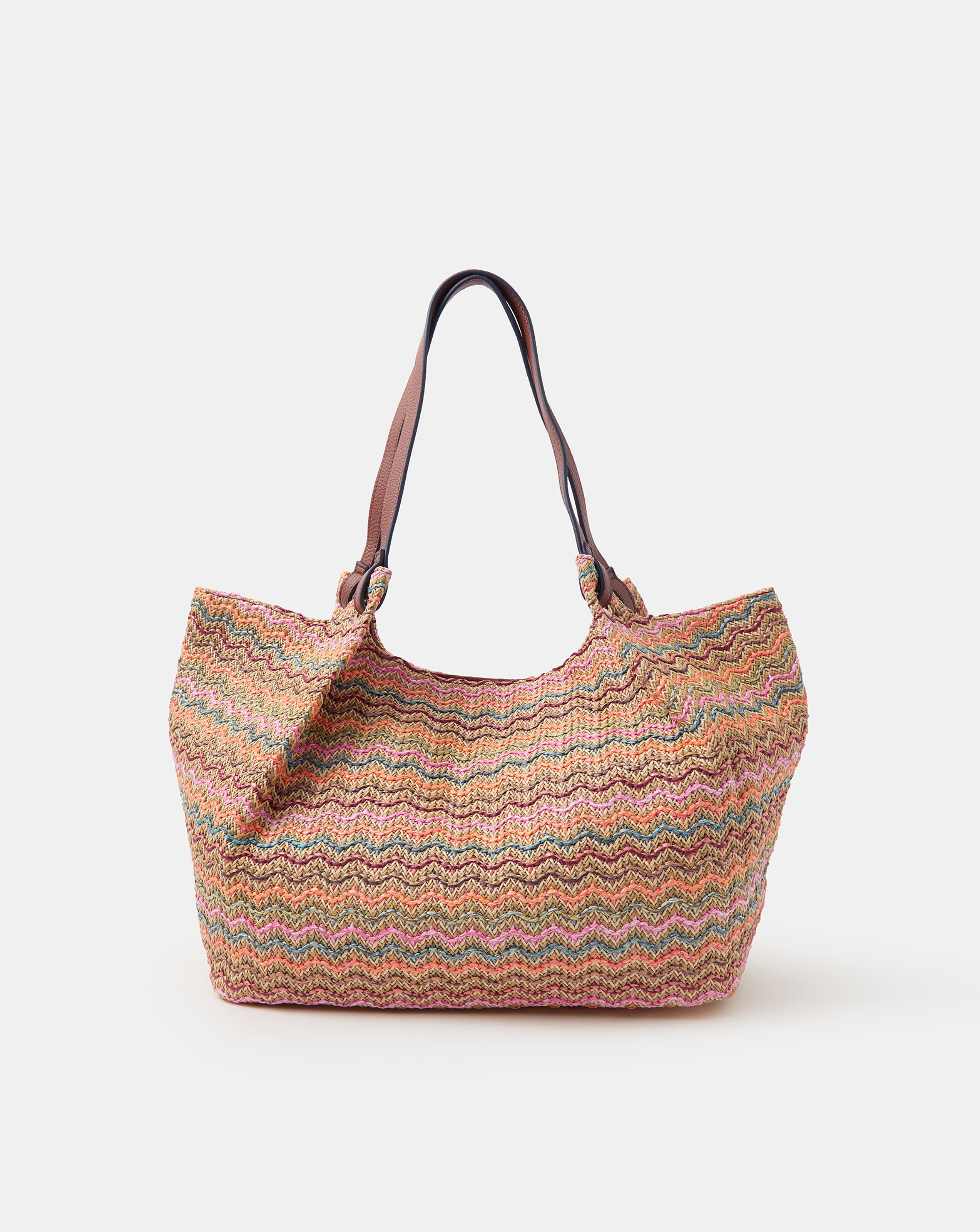 New In - Accessorize Stripe Raffia Tote Bag