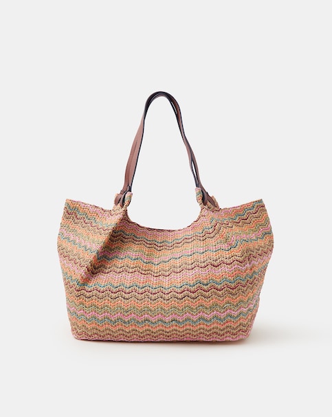 Accessorize Stripe Raffia Tote Bag