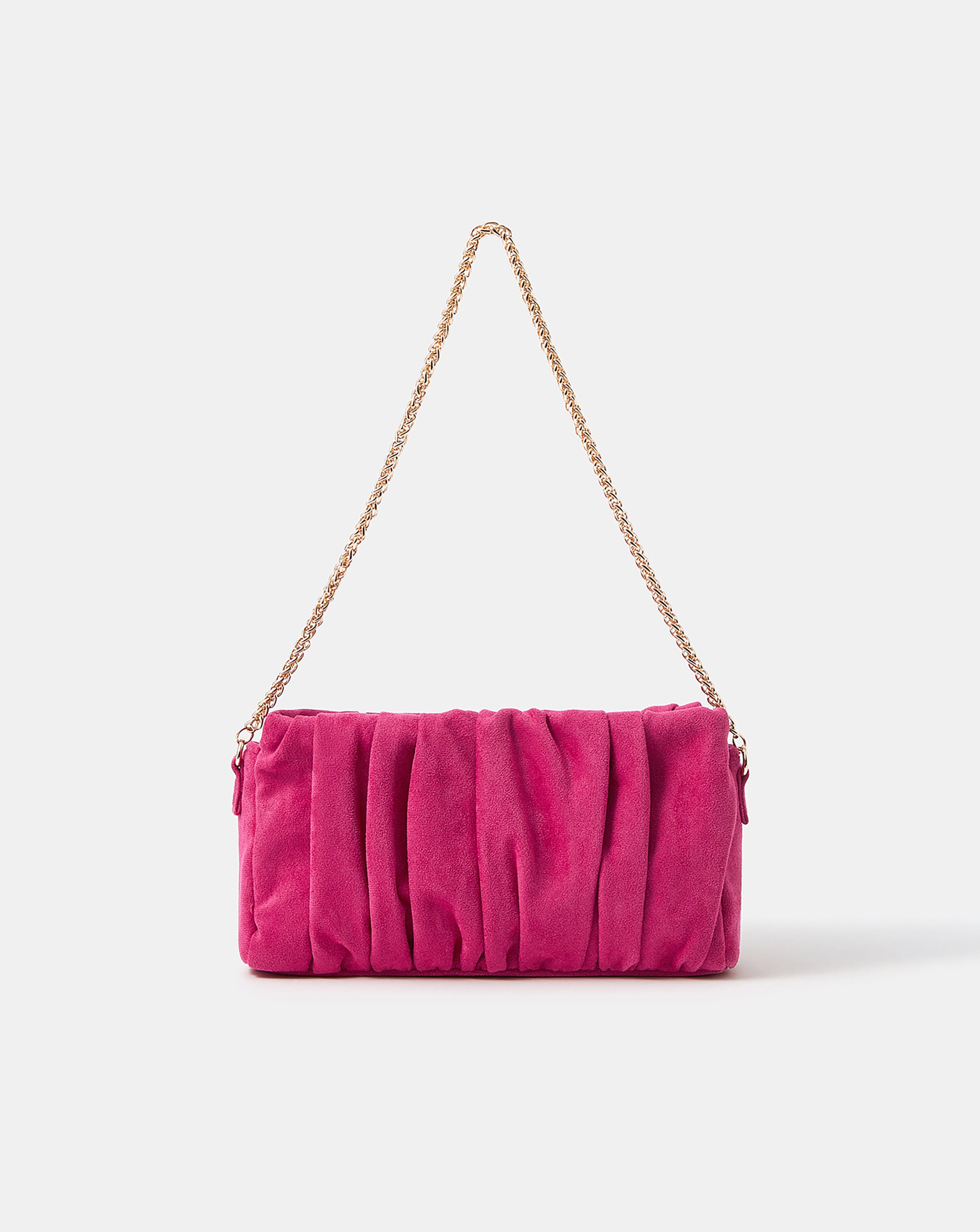 New In - Accessorize Ruched Faux Suede Clutch Bag