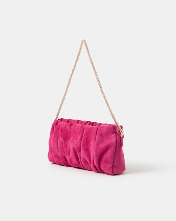 Accessorize Ruched Faux Suede Clutch Bag