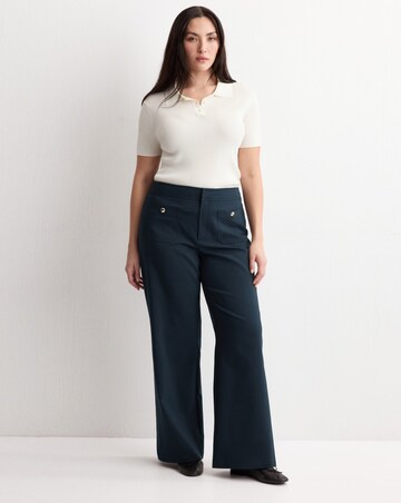 Mango Wide Leg Trouser With Button Detail