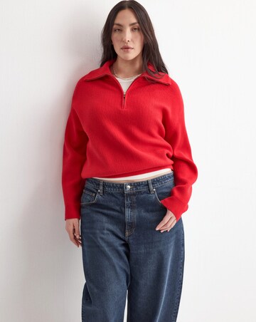 Mango Quarter Zip Knit Sweater