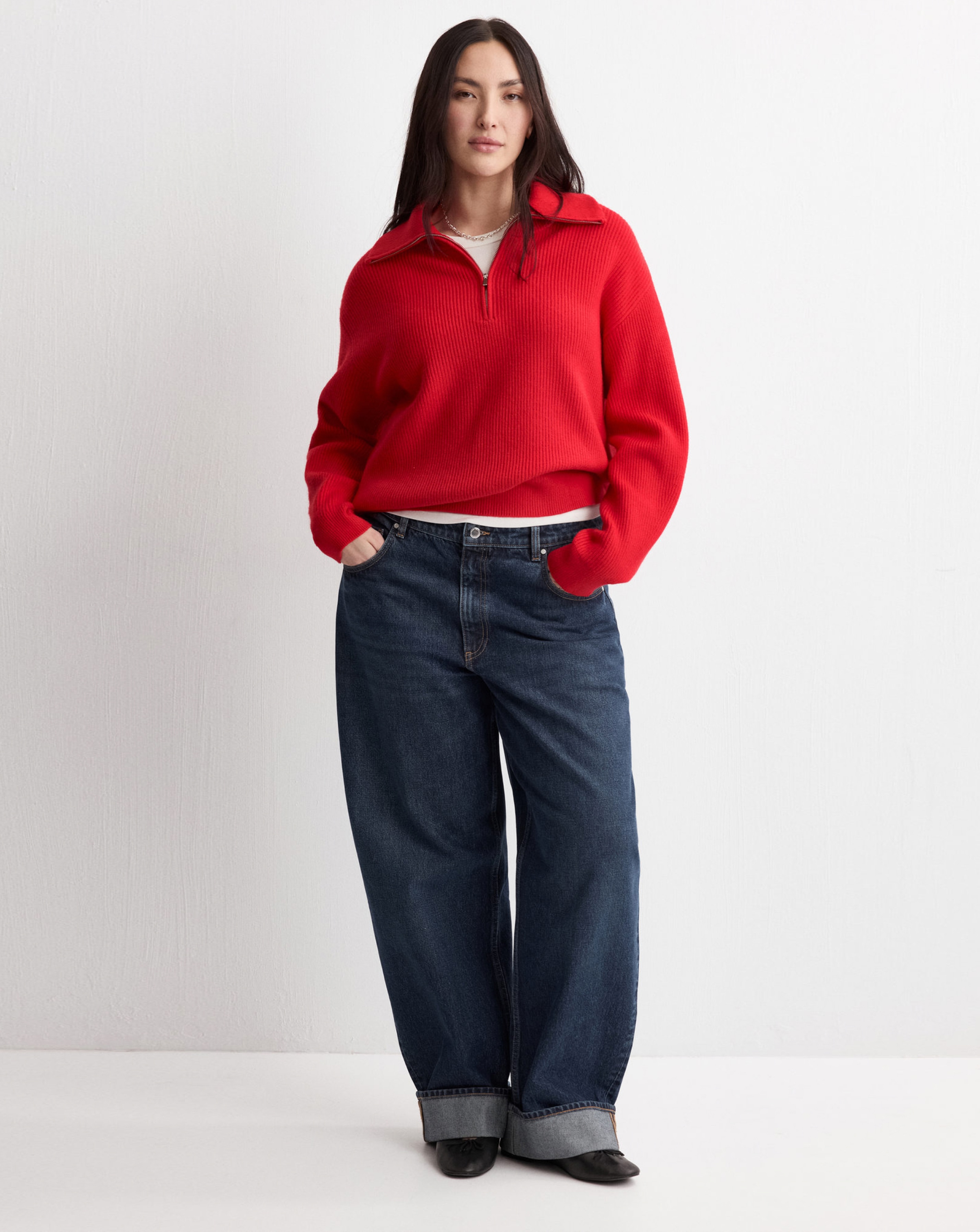 Mango Quarter Zip Knit Sweater