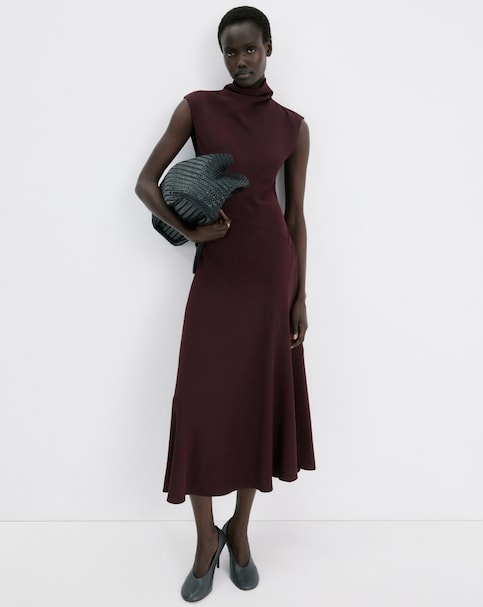 Mango A-Line Draped Neck Long Dress