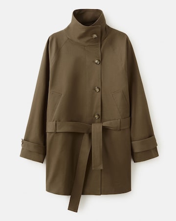 Mango Double Breasted Short Trench Coat With High Neck