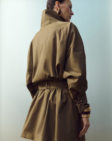 Mango Double Breasted Short Trench Coat With High Neck