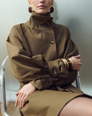 Mango Double Breasted Short Trench Coat With High Neck