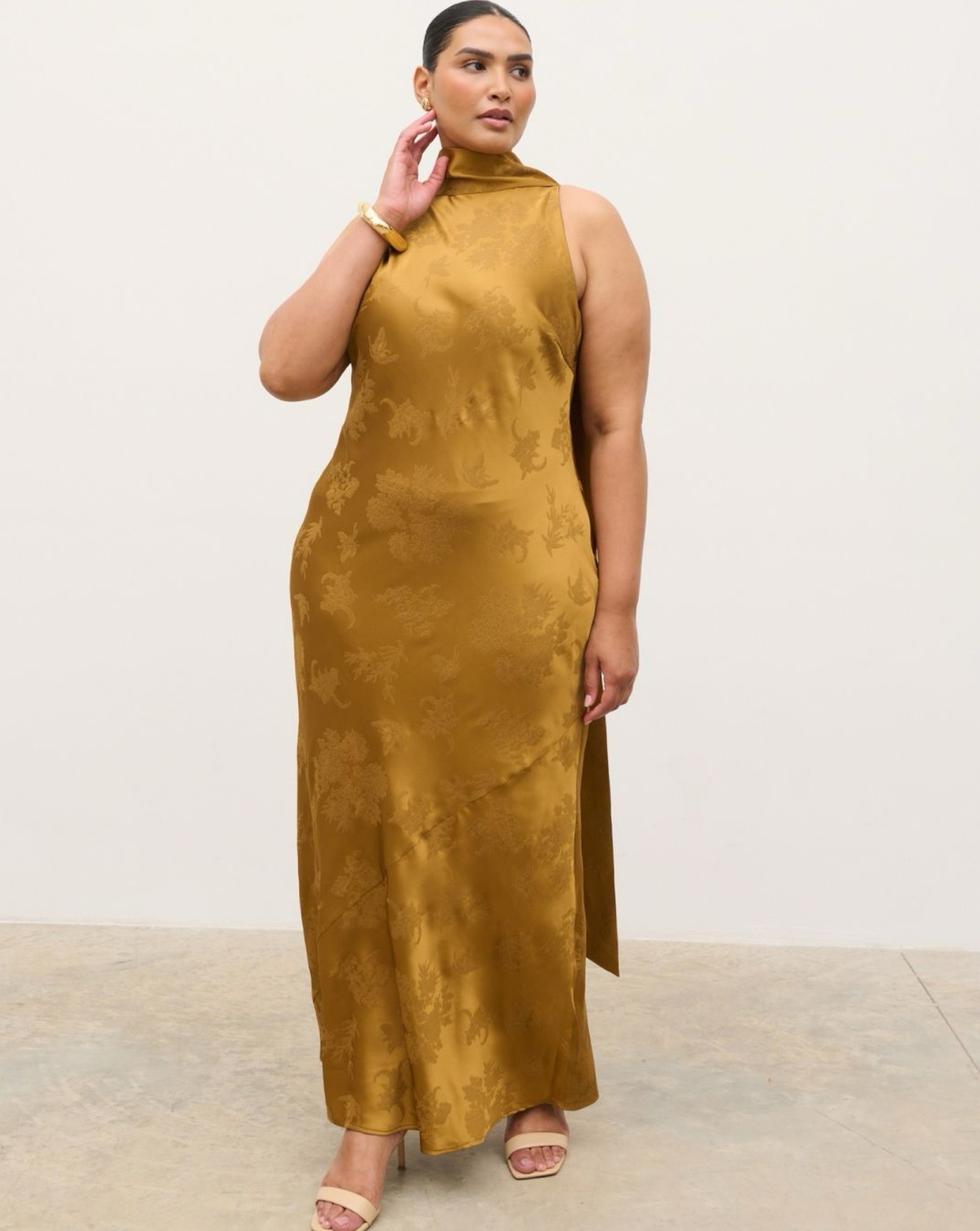 New In - Pretty Lavish Drape Satin Jacquard Dress