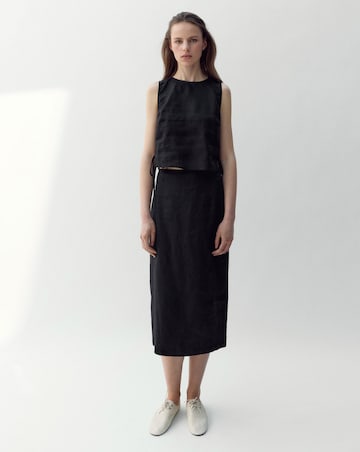 Mango Linen Top With Ties