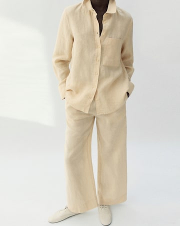 Mango Lino Straight Linen-Blend Trousers