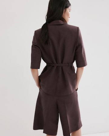 Mango Straight Linen Bermuda Shorts