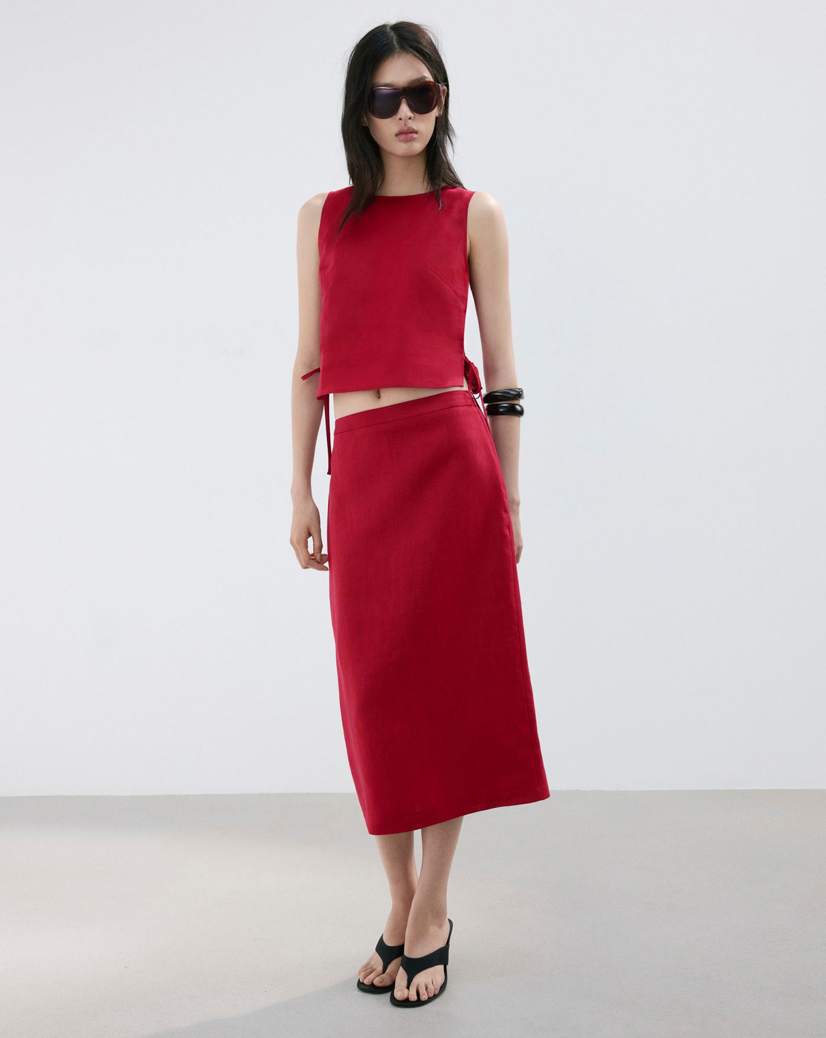 New In - Mango Linen Midi Skirt