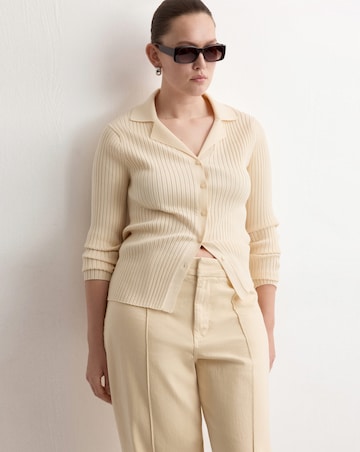 Mango High-Waisted Wide Leg Jeans With Stitching