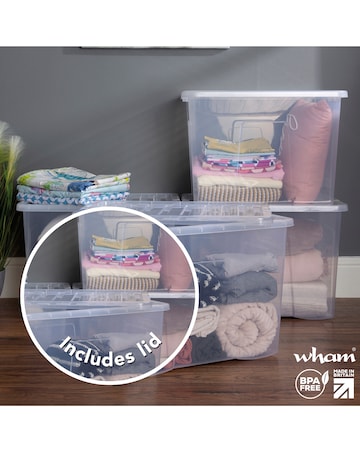 Wham Crystal 80L Box and Lid 4pk