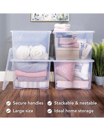 Wham Crystal 80L Box and Lid 4pk