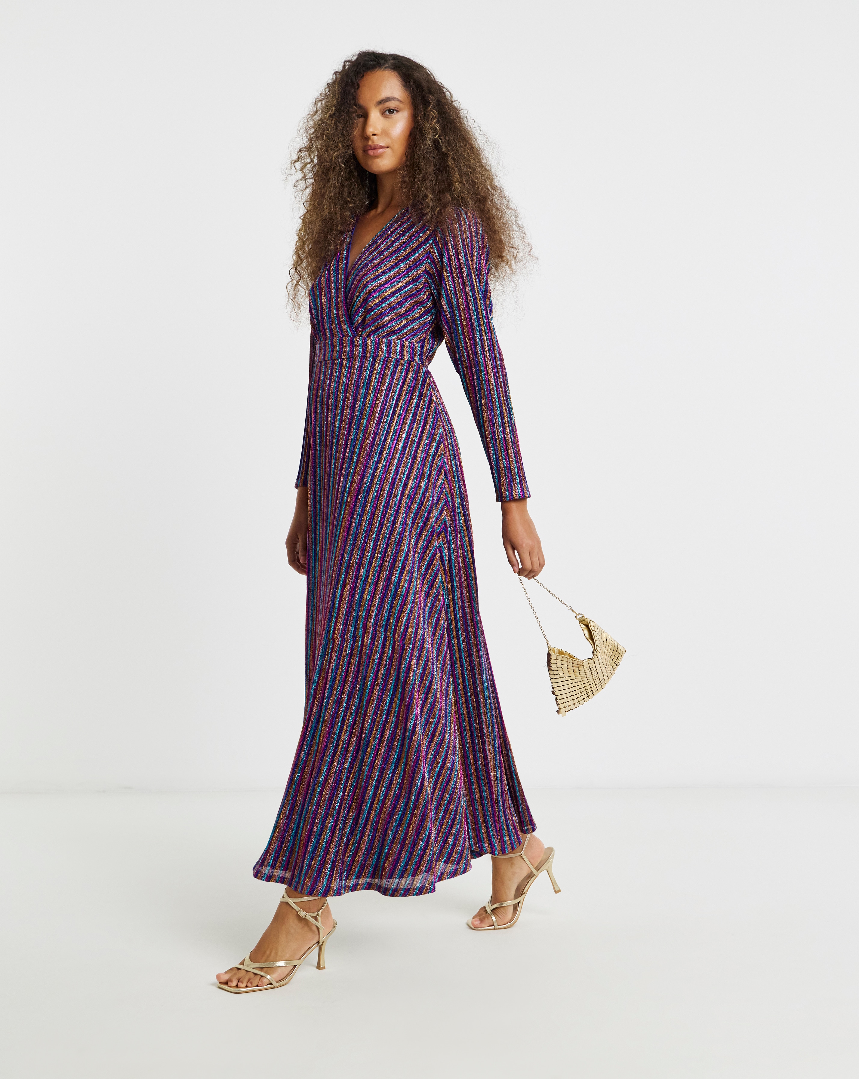 New In - Flounce London Lurex Stripe Maxi Dress