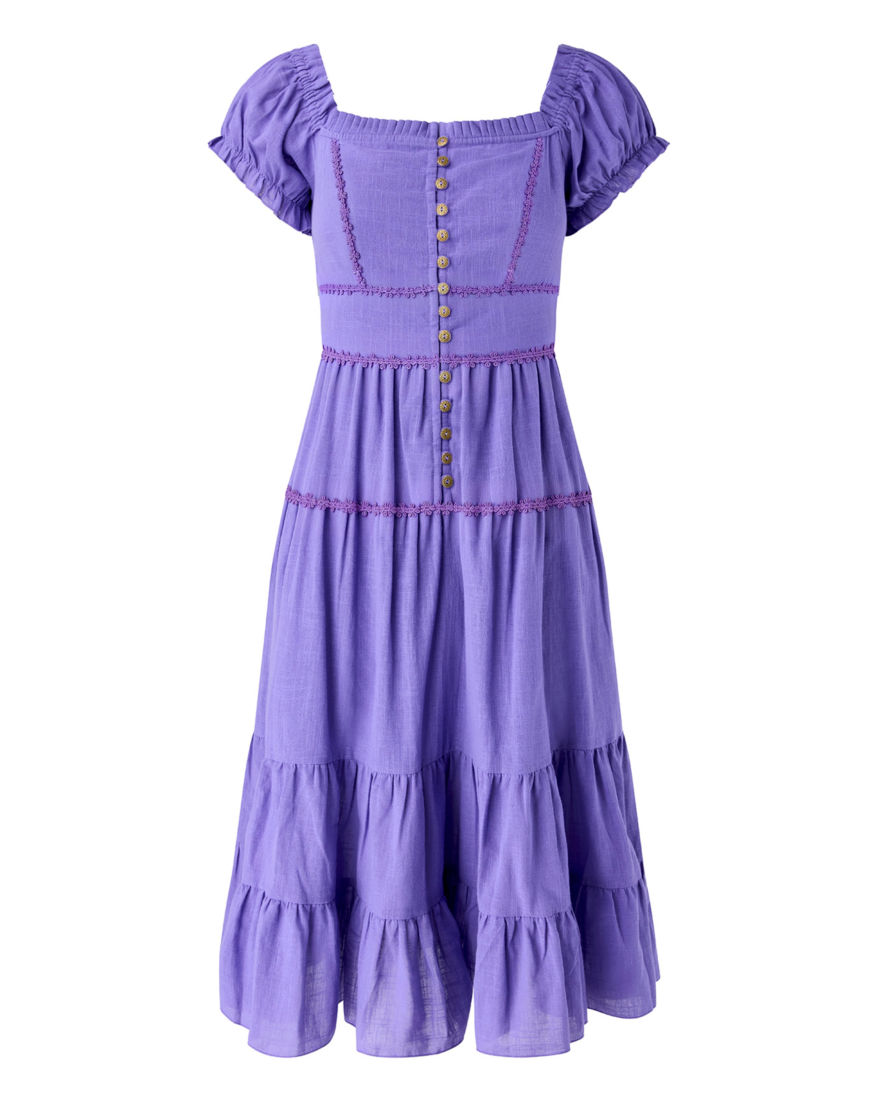 New In - JB Amelia Flower Trim Cotton Dress