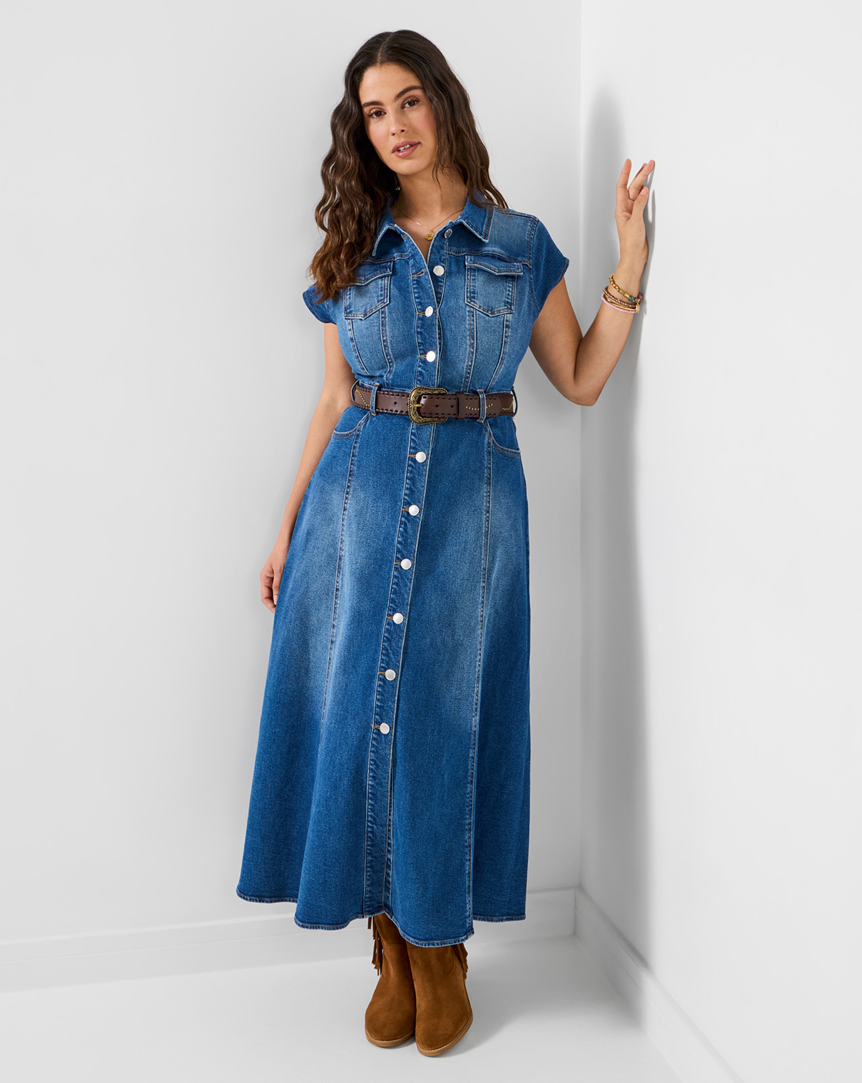 New In - JB Sara Stretch Denim Maxi Dress