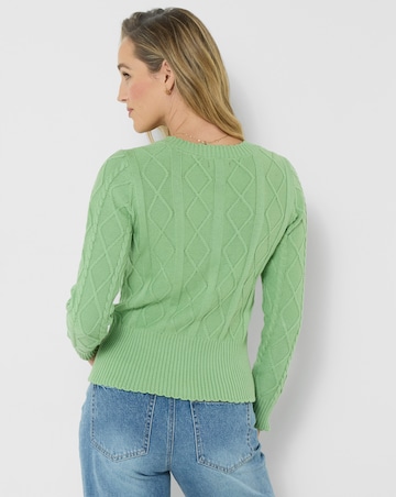 Joe Browns Penny Embroidered Floral Cable Knit Cardigan