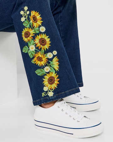 Joe Browns Sophia Sunflower Embroidered Flared Jeans