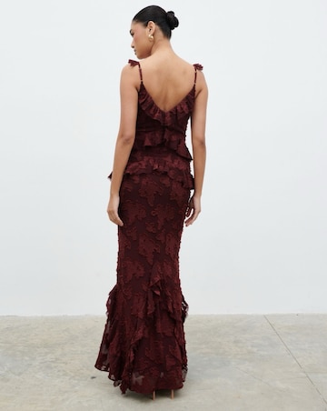 Pretty Lavish Helena Ruffle Jacquard Maxi Dress