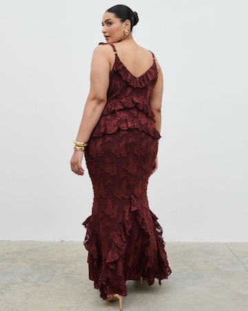 Pretty Lavish Helena Ruffle Jacquard Maxi Dress