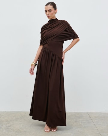 Pretty Lavish Deja Draped Jersey Wrap Maxi Dress