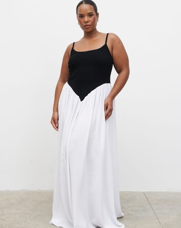 Pretty Lavish Maude Shirred Contrast Maxi Dress