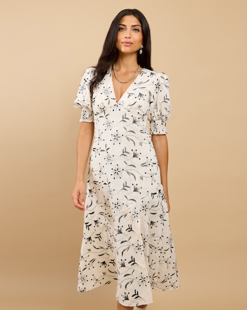 Little Mistress Natural Embroidered Midaxi Dress