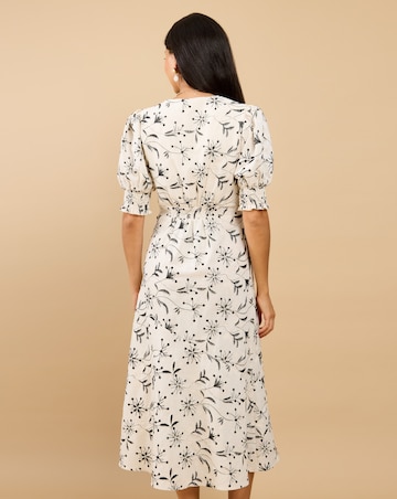 Little Mistress Natural Embroidered Midaxi Dress