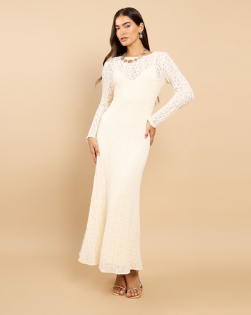 Little Mistress Cream Texture Midaxi Dress