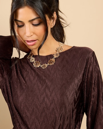 Little Mistress Brown Plisse Top