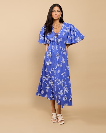Little Mistress Blue Embroidered Midaxi Dress
