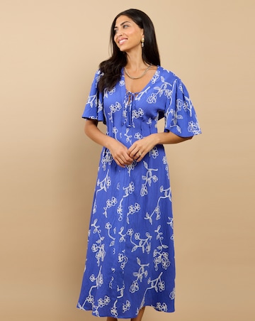 Little Mistress Blue Embroidered Midaxi Dress