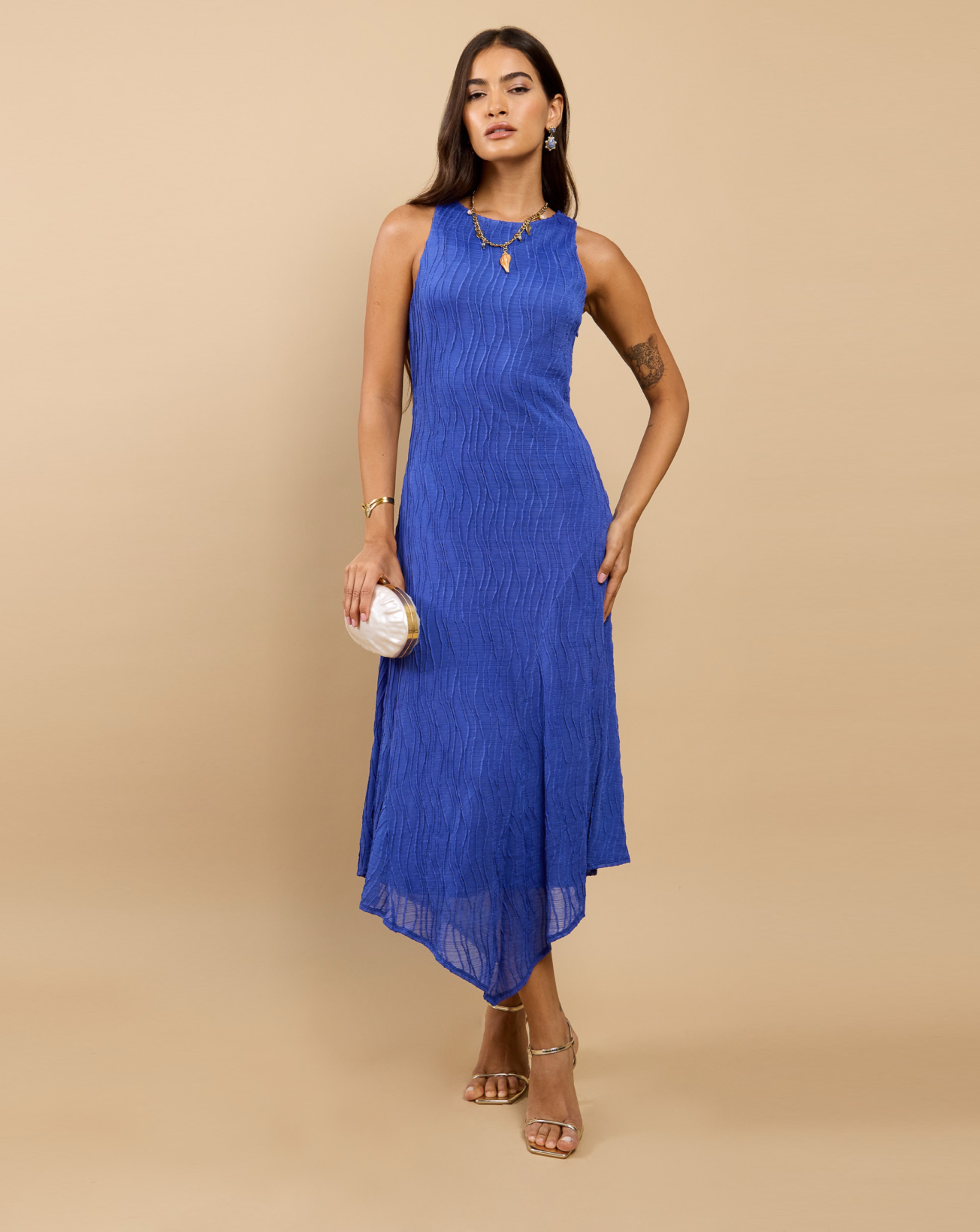 New In - LM Blue Texture Midaxi