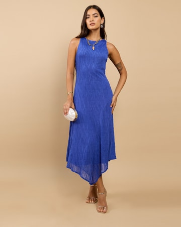 Little Mistress Blue Texture Midaxi Dress