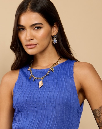 Little Mistress Blue Texture Midaxi Dress